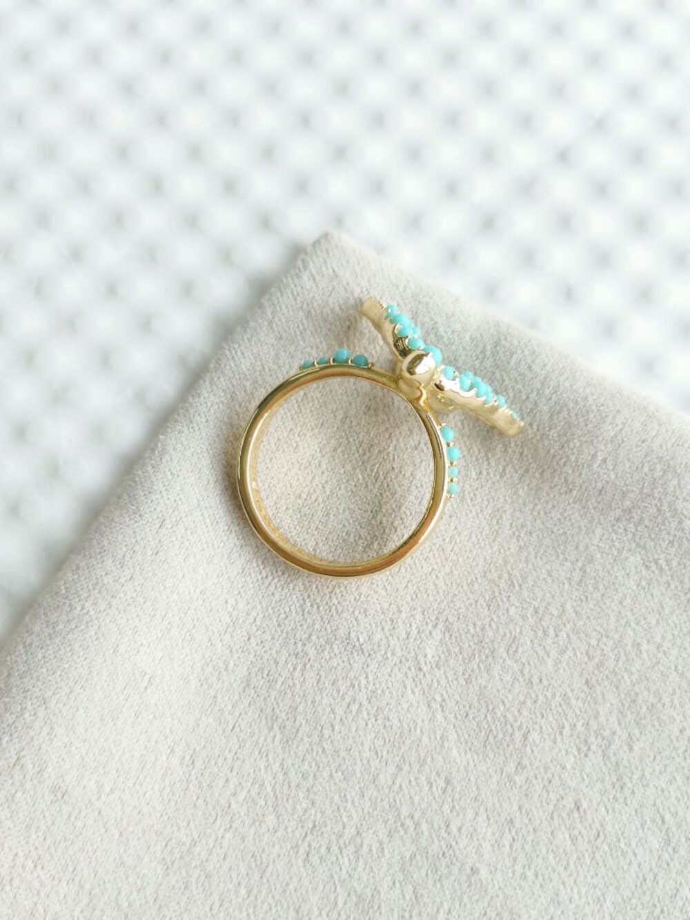 Kendra Scott Melody Bird Teal Crystal Cocktail Ring in Gold | #7 - Picture 3 of 3